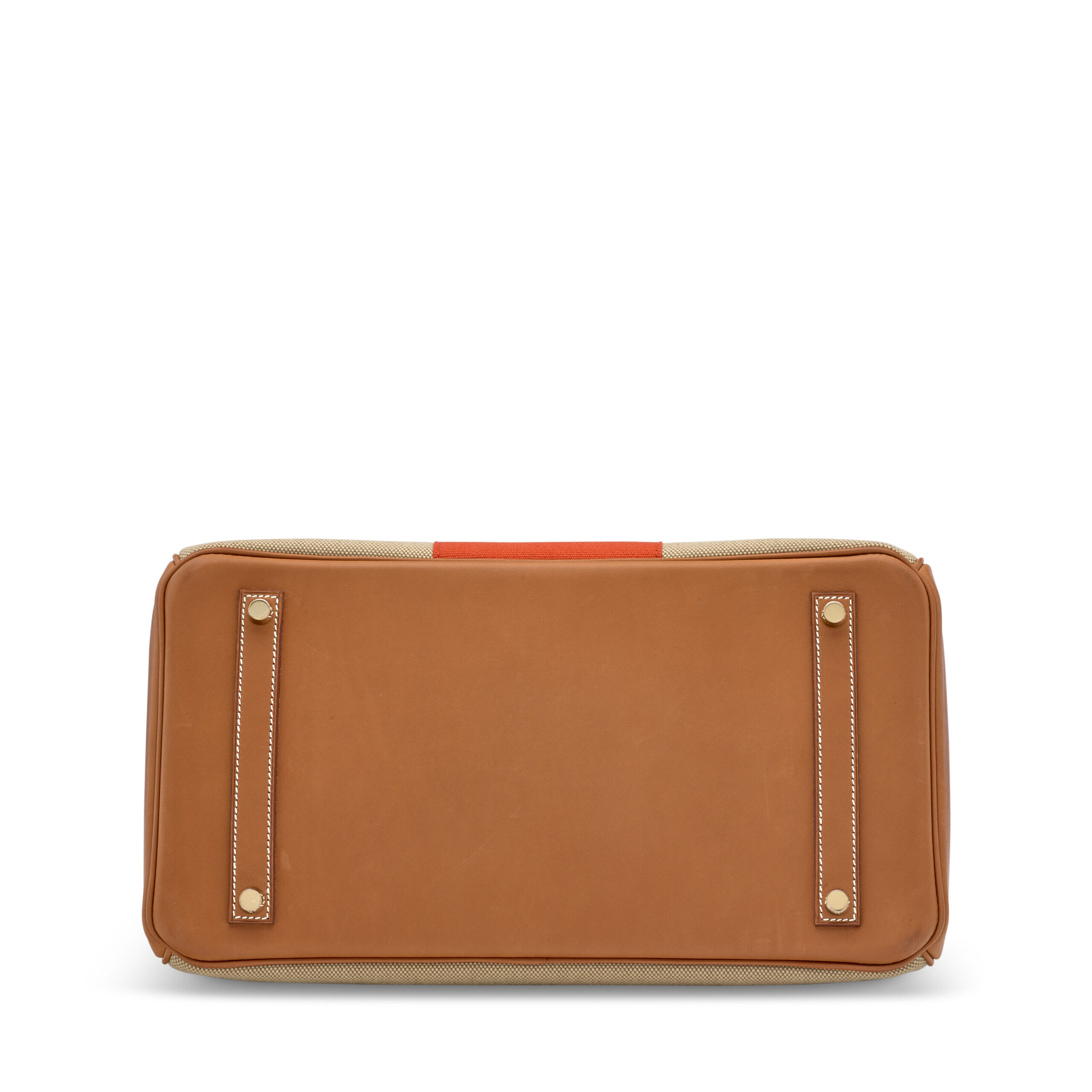 A LIMITED EDITION FICELLE, PAPRIKA TOILE & BARÉNIA LEATHER FLAG BIRKIN 35 WITH PERMABRASS HARDWARE 5 A LIMITED EDITION FICELLE, PAPRIKA TOILE & BARÉNIA LEATHER FLAG BIRKIN 35 WITH PERMABRASS HARDWARE - Image 5