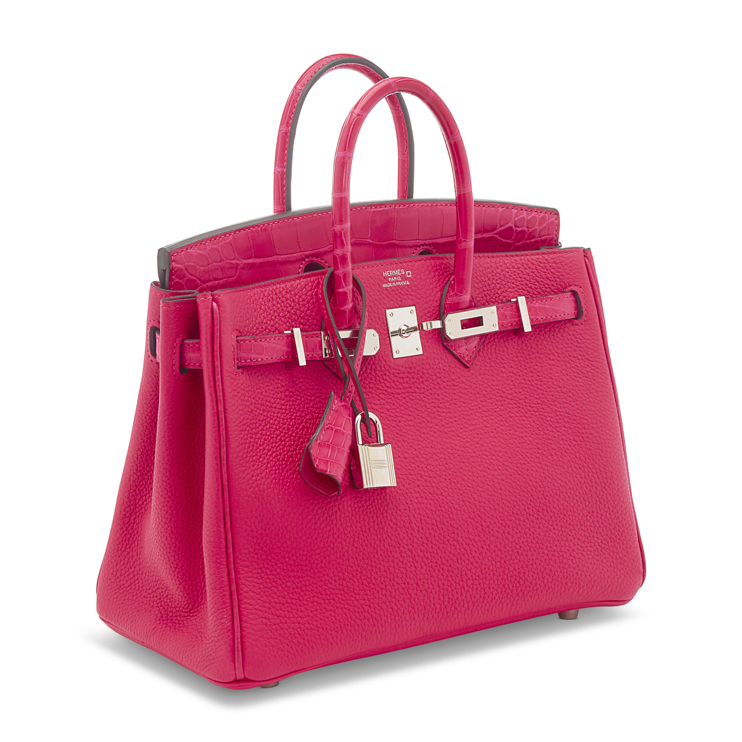 A LIMITED EDITION FRAMBOISE MATTE ALLIGATOR & TOGO LEATHER TOUCH BIRKIN 25 WITH PALLADIUM HARDWARE 2 A LIMITED EDITION FRAMBOISE MATTE ALLIGATOR & TOGO LEATHER TOUCH BIRKIN 25 WITH PALLADIUM HARDWARE - Image 2