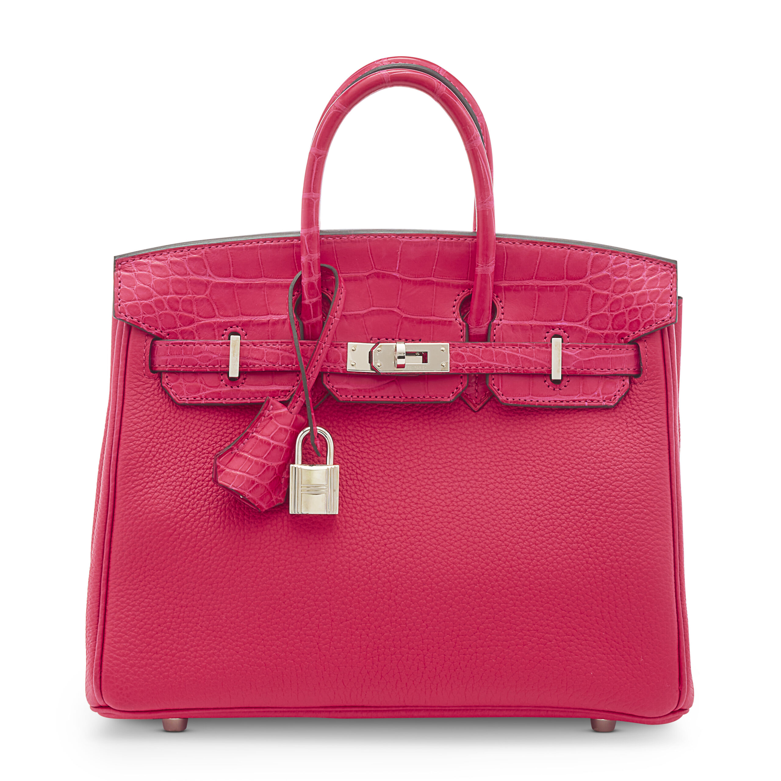 A LIMITED EDITION FRAMBOISE MATTE ALLIGATOR & TOGO LEATHER TOUCH BIRKIN 25 WITH PALLADIUM HARDWARE 6 A LIMITED EDITION FRAMBOISE MATTE ALLIGATOR & TOGO LEATHER TOUCH BIRKIN 25 WITH PALLADIUM HARDWARE - Image 6