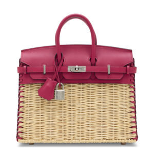 A LIMITED EDITION FRAMBOISE SWIFT LEATHER & OSIER PICNIC BIRKIN 25 WITH PALLADIUM HARDWARE
