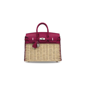 A LIMITED EDITION FRAMBOISE SWIFT LEATHER & OSIER PICNIC BIRKIN 25 WITH PALLADIUM HARDWARE