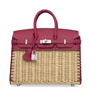 A LIMITED EDITION FRAMBOISE SWIFT LEATHER & OSIER PICNIC BIRKIN 25 WITH PALLADIUM HARDWARE