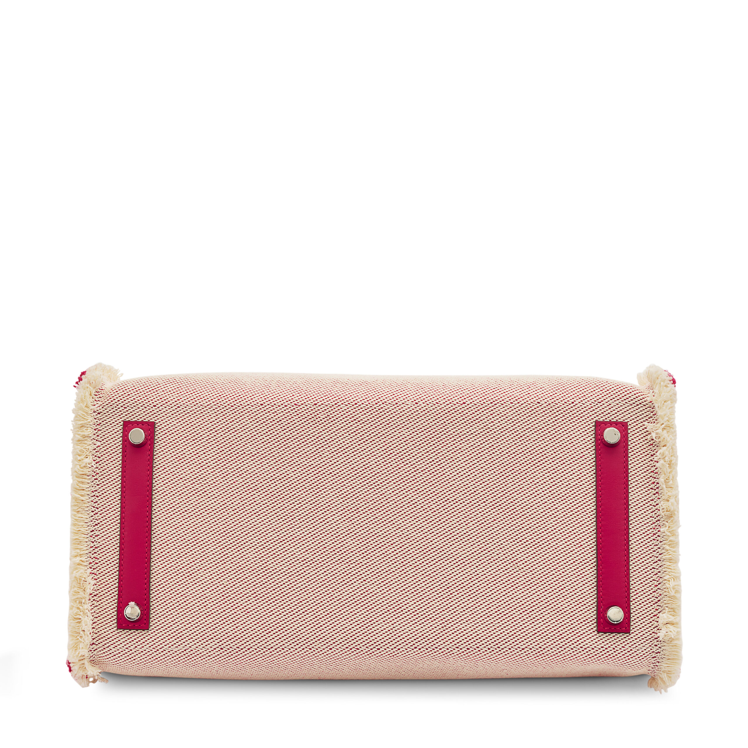 A LIMITED EDITION FRAMBOISE SWIFT LEATHER & TWILL H CANVAS FRAY FRAY BIRKIN 35 WITH PALLADIUM HARDWARE 5 A LIMITED EDITION FRAMBOISE SWIFT LEATHER & TWILL H CANVAS FRAY FRAY BIRKIN 35 WITH PALLADIUM HARDWARE - Image 5