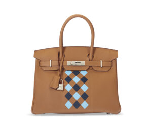 A LIMITED EDITION GOLD, BLEU DU NORD & BLEU INDIGO SWIFT AND EPSOM LEATHER TRESSAGE BIRKIN 30 WITH PALLADIUM HARDWARE