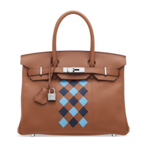 A LIMITED EDITION GOLD SWIFT, BLEU DU NORD & BLEU INDIGO EPSOM LEATHER TRESSAGE BIRKIN 30 WITH PALLADIUM HARDWARE