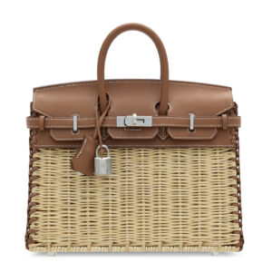 A LIMITED EDITION GOLD SWIFT LEATHER & OSIER PICNIC BIRKIN 25 WITH PALLADIUM HARDWARE