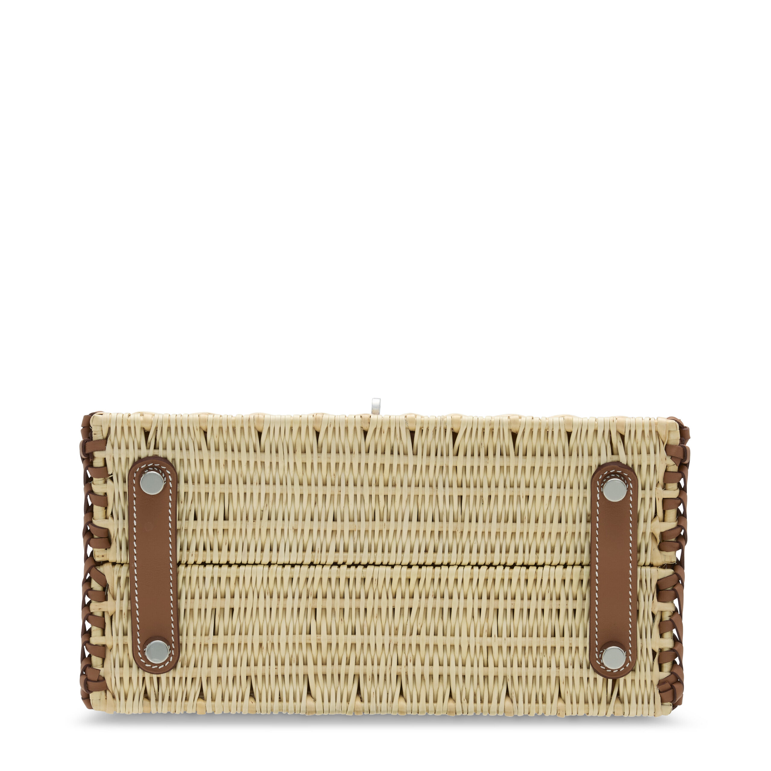 A LIMITED EDITION GOLD SWIFT LEATHER & OSIER PICNIC BIRKIN 25 WITH PALLADIUM HARDWARE 3 A LIMITED EDITION GOLD SWIFT LEATHER & OSIER PICNIC BIRKIN 25 WITH PALLADIUM HARDWARE - Image 3