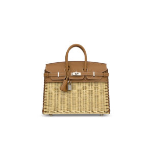 A LIMITED EDITION GOLD SWIFT LEATHER & OSIER PICNIC BIRKIN 25 WITH PALLADIUM HARDWARE