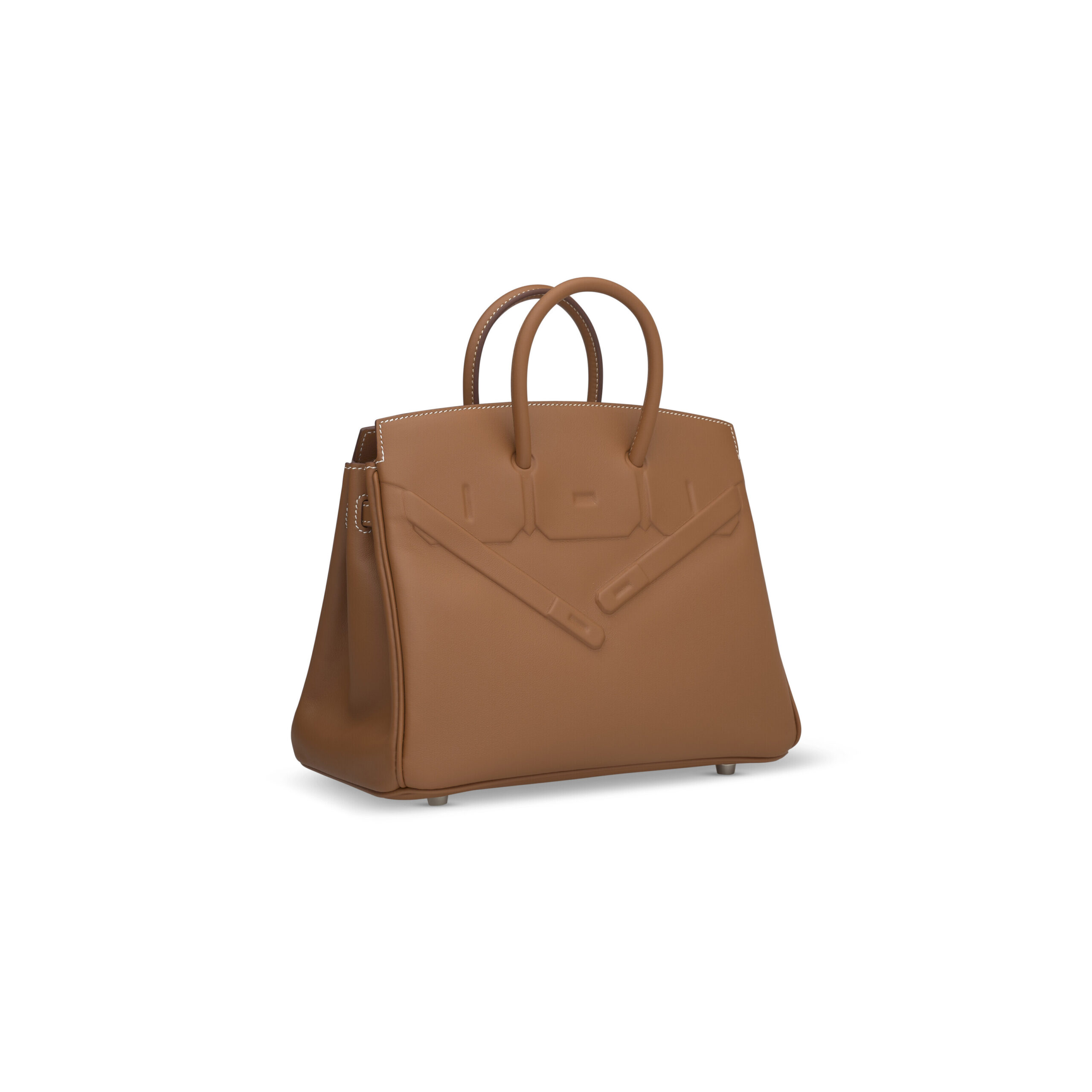 A LIMITED EDITION GOLD SWIFT LEATHER SHADOW BIRKIN 25 WITH PALLADIUM HARDWARE 5 A LIMITED EDITION GOLD SWIFT LEATHER SHADOW BIRKIN 25 WITH PALLADIUM HARDWARE - Image 5