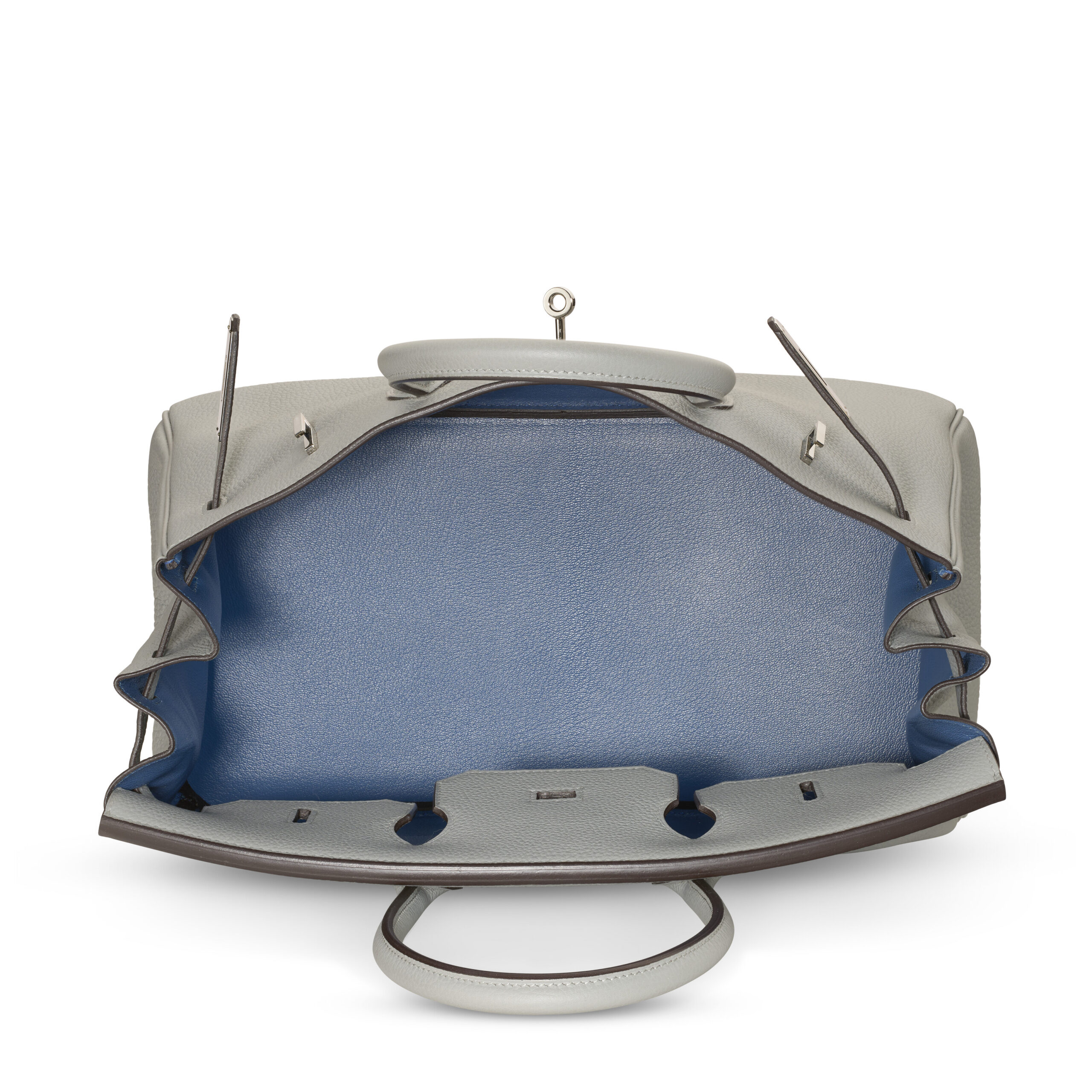 A LIMITED EDITION GRIS MOUETTE & BLEU AGATE TOGO LEATHER BIRKIN 35 WITH PALLADIUM HARDWARE 4 A LIMITED EDITION GRIS MOUETTE & BLEU AGATE TOGO LEATHER BIRKIN 35 WITH PALLADIUM HARDWARE - Image 4