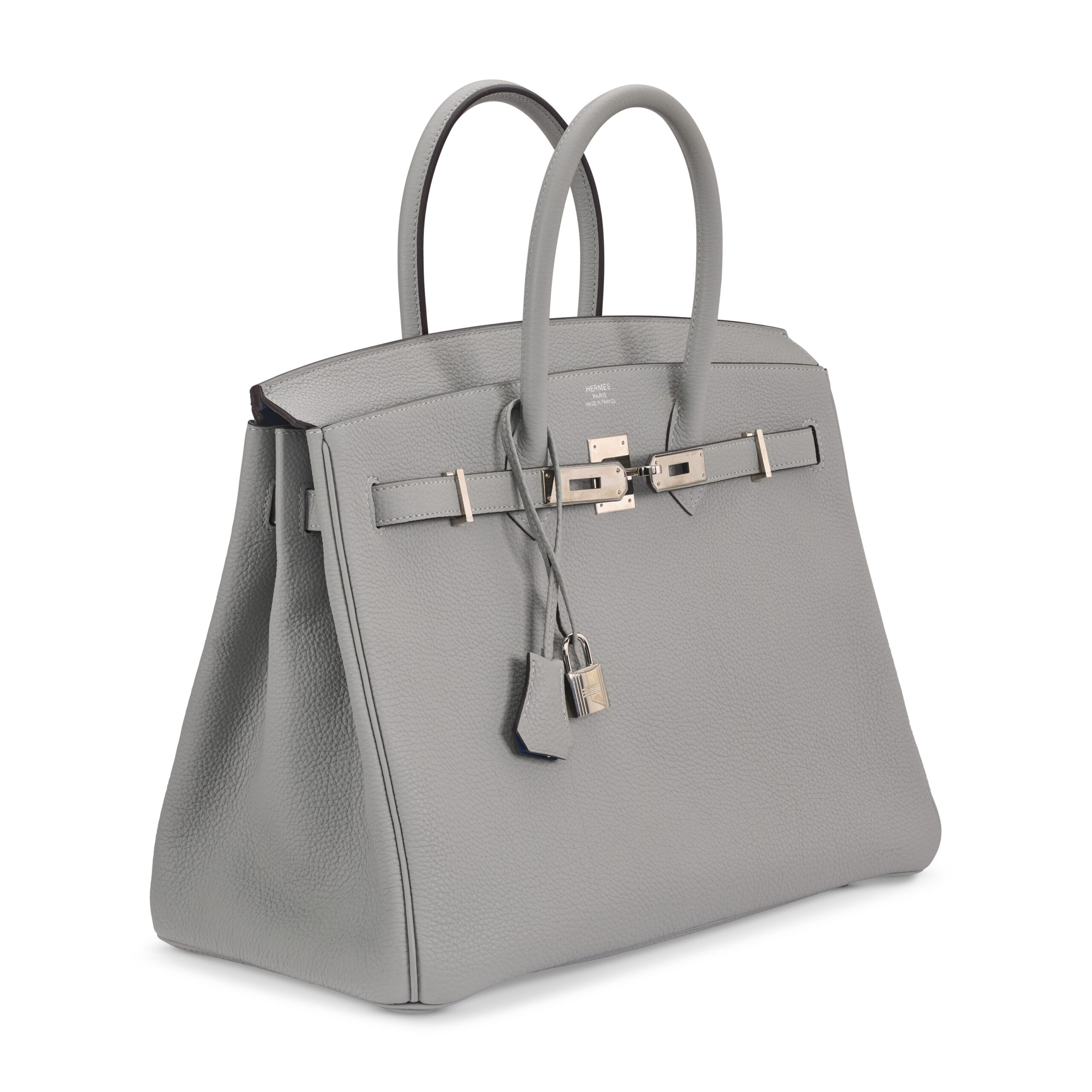 A LIMITED EDITION GRIS MOUETTE & BLEU AGATE TOGO LEATHER BIRKIN 35 WITH PALLADIUM HARDWARE 5 A LIMITED EDITION GRIS MOUETTE & BLEU AGATE TOGO LEATHER BIRKIN 35 WITH PALLADIUM HARDWARE - Image 5