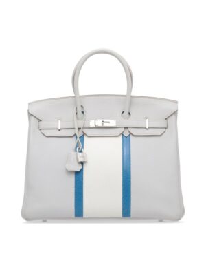 A LIMITED EDITION GRIS PERLE, WHITE CLÉMENCE LEATHER & MYKONOS LIZARD CLUB BIRKIN 35 WITH PALLADIUM HARDWARE