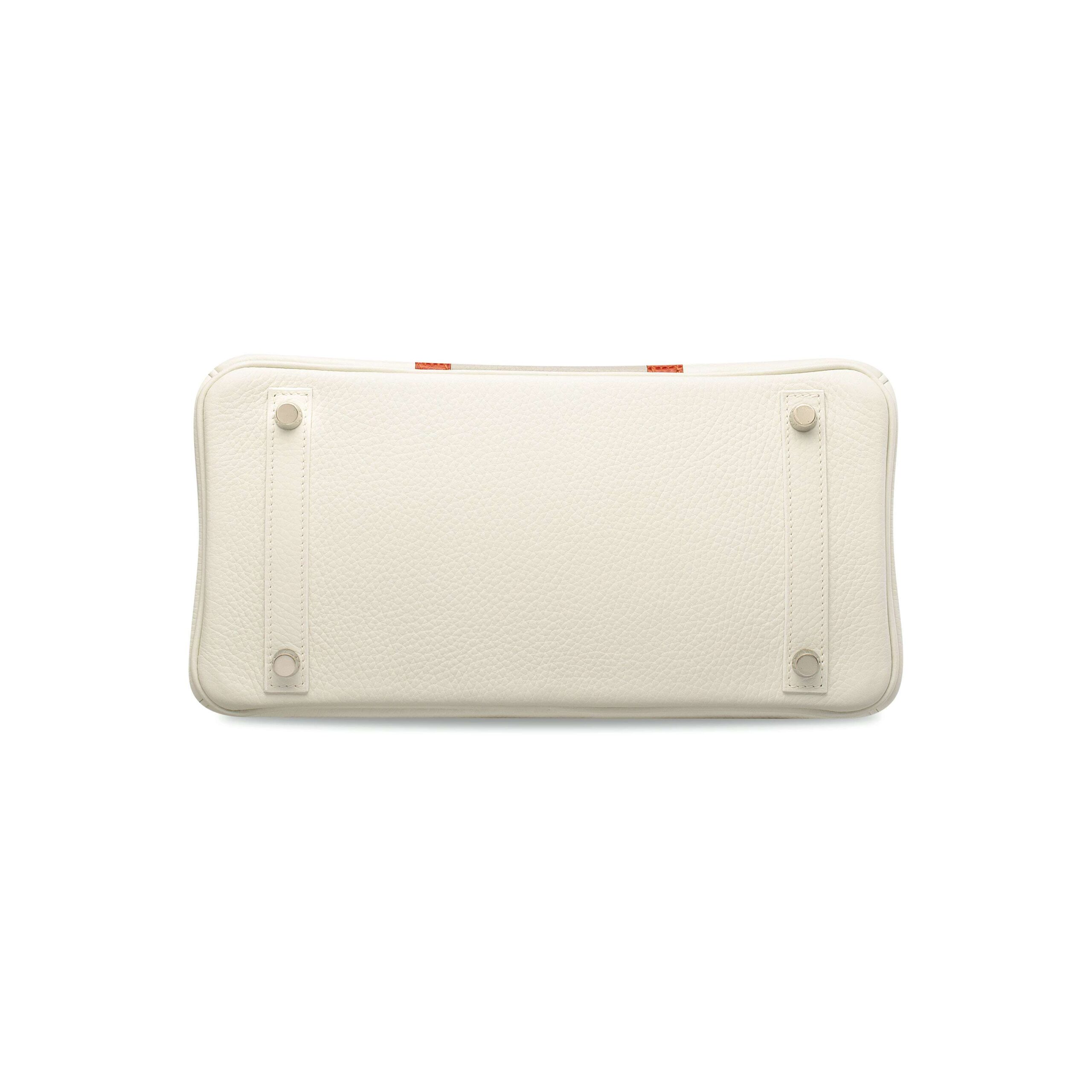 A LIMITED EDITION GRIS PERLE, WHITE CLÉMENCE LEATHER & SANGUINE LIZARD CLUB BIRKIN 30 WITH PALLADIUM HARDWARE 4 A LIMITED EDITION GRIS PERLE, WHITE CLÉMENCE LEATHER & SANGUINE LIZARD CLUB BIRKIN 30 WITH PALLADIUM HARDWARE - Image 4