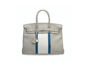 A LIMITED EDITION GRIS PERLE & WHITE CLÉMENCE LEATHER & SHINY MYKONOS LIZARD CLUB BIRKIN 35 WITH PALLADIUM HARDWARE