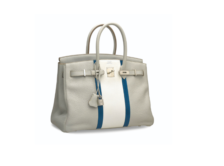 A LIMITED EDITION GRIS PERLE & WHITE CLÉMENCE LEATHER & SHINY MYKONOS LIZARD CLUB BIRKIN 35 WITH PALLADIUM HARDWARE 2 A LIMITED EDITION GRIS PERLE & WHITE CLÉMENCE LEATHER & SHINY MYKONOS LIZARD CLUB BIRKIN 35 WITH PALLADIUM HARDWARE - Image 2