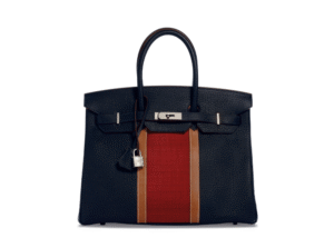 A LIMITED EDITION INDIGO FJORD, FAUVE BARÉNIA LEATHER & ROUGE H CRINOLINE CLUB BIRKIN 35 WITH PALLADIUM HARDWARE