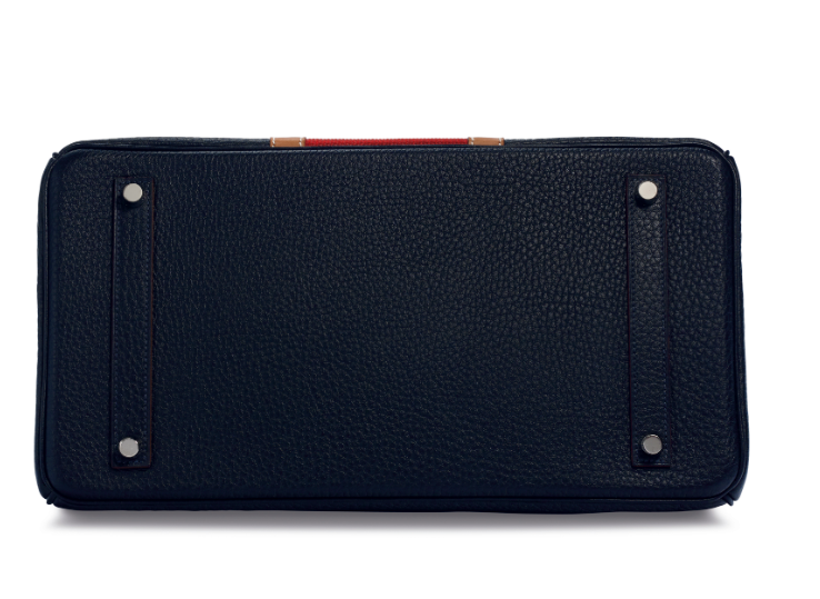 A LIMITED EDITION INDIGO FJORD, FAUVE BARÉNIA LEATHER & ROUGE H CRINOLINE CLUB BIRKIN 35 WITH PALLADIUM HARDWARE 4 A LIMITED EDITION INDIGO FJORD, FAUVE BARÉNIA LEATHER & ROUGE H CRINOLINE CLUB BIRKIN 35 WITH PALLADIUM HARDWARE - Image 4