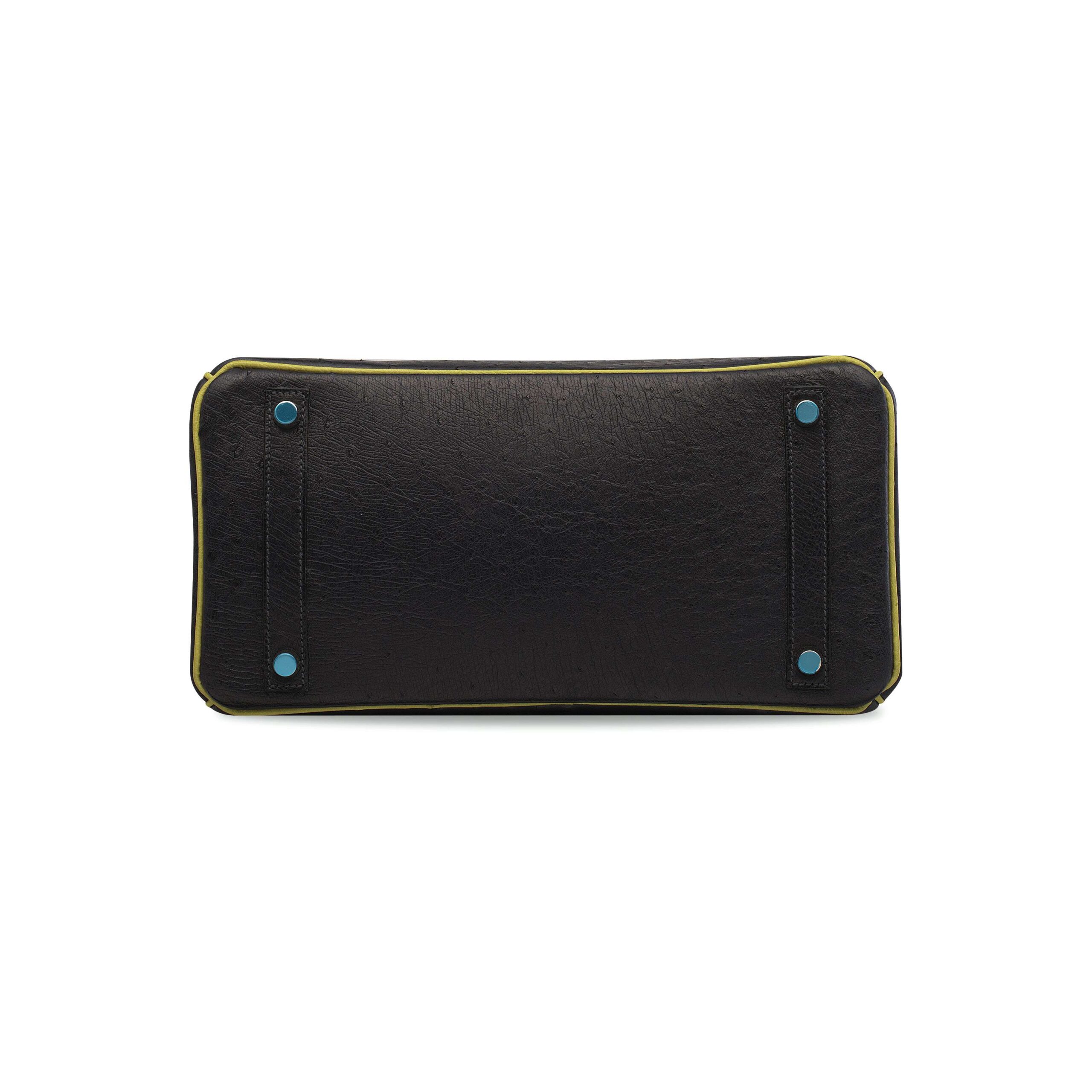 A LIMITED EDITION INDIGO & VERT ANIS OSTRICH BIRKIN 30 WITH PALLADIUM HARDWARE 5 A LIMITED EDITION INDIGO & VERT ANIS OSTRICH BIRKIN 30 WITH PALLADIUM HARDWARE - Image 5