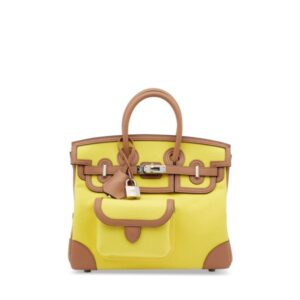 A LIMITED EDITION JAUNE CITRON GOELAND TOILE & CHAI SWIFT LEATHER CARGO BIRKIN 25 WITH PALLADIUM HARDWARE (1)