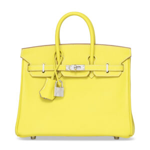 A LIMITED EDITION LIME & GRIS PERLE EPSOM LEATHER CANDY BIRKIN 25 WITH PALLADIUM HARDWARE (1)