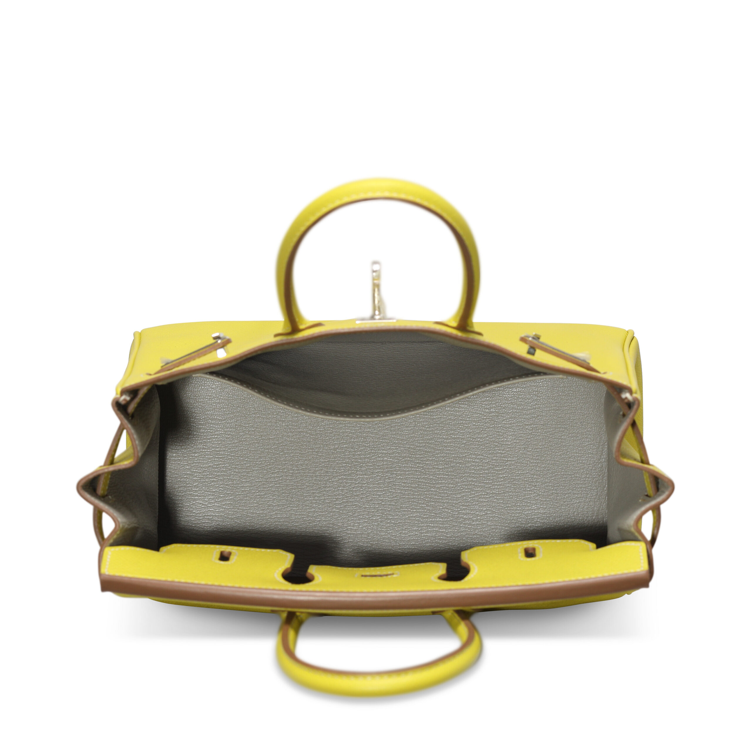 A LIMITED EDITION LIME & GRIS PERLE EPSOM LEATHER CANDY BIRKIN 25 WITH PALLADIUM HARDWARE 6 A LIMITED EDITION LIME & GRIS PERLE EPSOM LEATHER CANDY BIRKIN 25 WITH PALLADIUM HARDWARE - Image 6