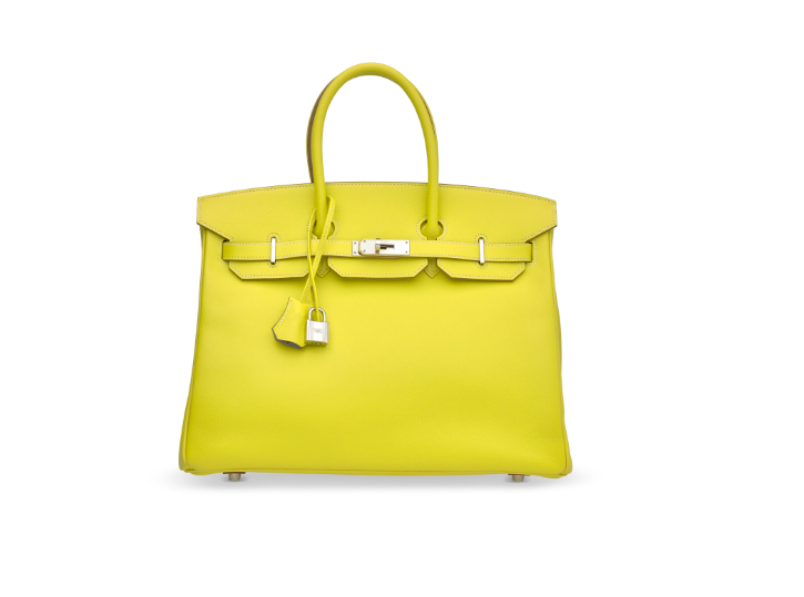 A LIMITED EDITION LIME & GRIS PERLE EPSOM LEATHER CANDY BIRKIN 35 WITH PALLADIUM HARDWARE 1 A LIMITED EDITION LIME & GRIS PERLE EPSOM LEATHER CANDY BIRKIN 35 WITH PALLADIUM HARDWARE