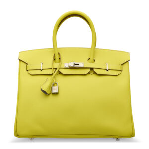 A LIMITED EDITION LIME & GRIS PERLE EPSOM LEATHER CANDY BIRKIN 35 WITH PALLADIUM HARDWARE