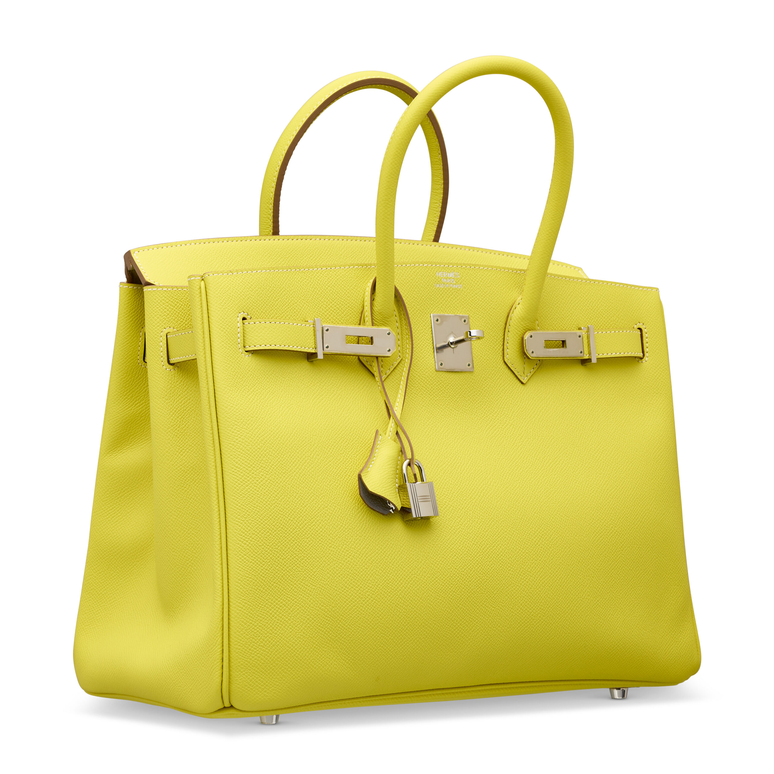 A LIMITED EDITION LIME & GRIS PERLE EPSOM LEATHER CANDY BIRKIN 35 WITH PALLADIUM HARDWARE 3 A LIMITED EDITION LIME & GRIS PERLE EPSOM LEATHER CANDY BIRKIN 35 WITH PALLADIUM HARDWARE - Image 3