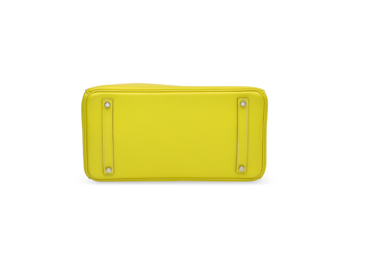 A LIMITED EDITION LIME & GRIS PERLE EPSOM LEATHER CANDY BIRKIN 35 WITH PALLADIUM HARDWARE 4 A LIMITED EDITION LIME & GRIS PERLE EPSOM LEATHER CANDY BIRKIN 35 WITH PALLADIUM HARDWARE - Image 4