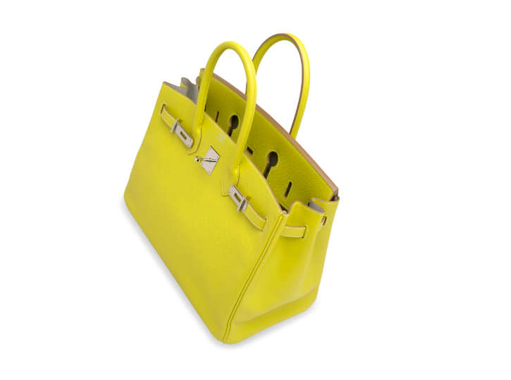 A LIMITED EDITION LIME & GRIS PERLE EPSOM LEATHER CANDY BIRKIN 35 WITH PALLADIUM HARDWARE 6 A LIMITED EDITION LIME & GRIS PERLE EPSOM LEATHER CANDY BIRKIN 35 WITH PALLADIUM HARDWARE - Image 6
