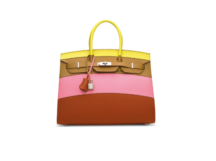 A LIMITED EDITION LIME, SESAME, ROSE CONFETTI & TERRE BATTUE EPSOM LEATHER SUNRISE RAINBOW SELLIER BIRKIN 35 WITH PALLADIUM HARDWARE 1 A LIMITED EDITION LIME, SESAME, ROSE CONFETTI & TERRE BATTUE EPSOM LEATHER SUNRISE RAINBOW SELLIER BIRKIN 35 WITH PALLADIUM HARDWARE