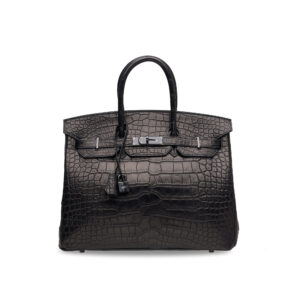 A LIMITED EDITION MATTE BLACK ALLIGATOR SO BLACK BIRKIN 35 WITH BLACK PVD HARDWARE