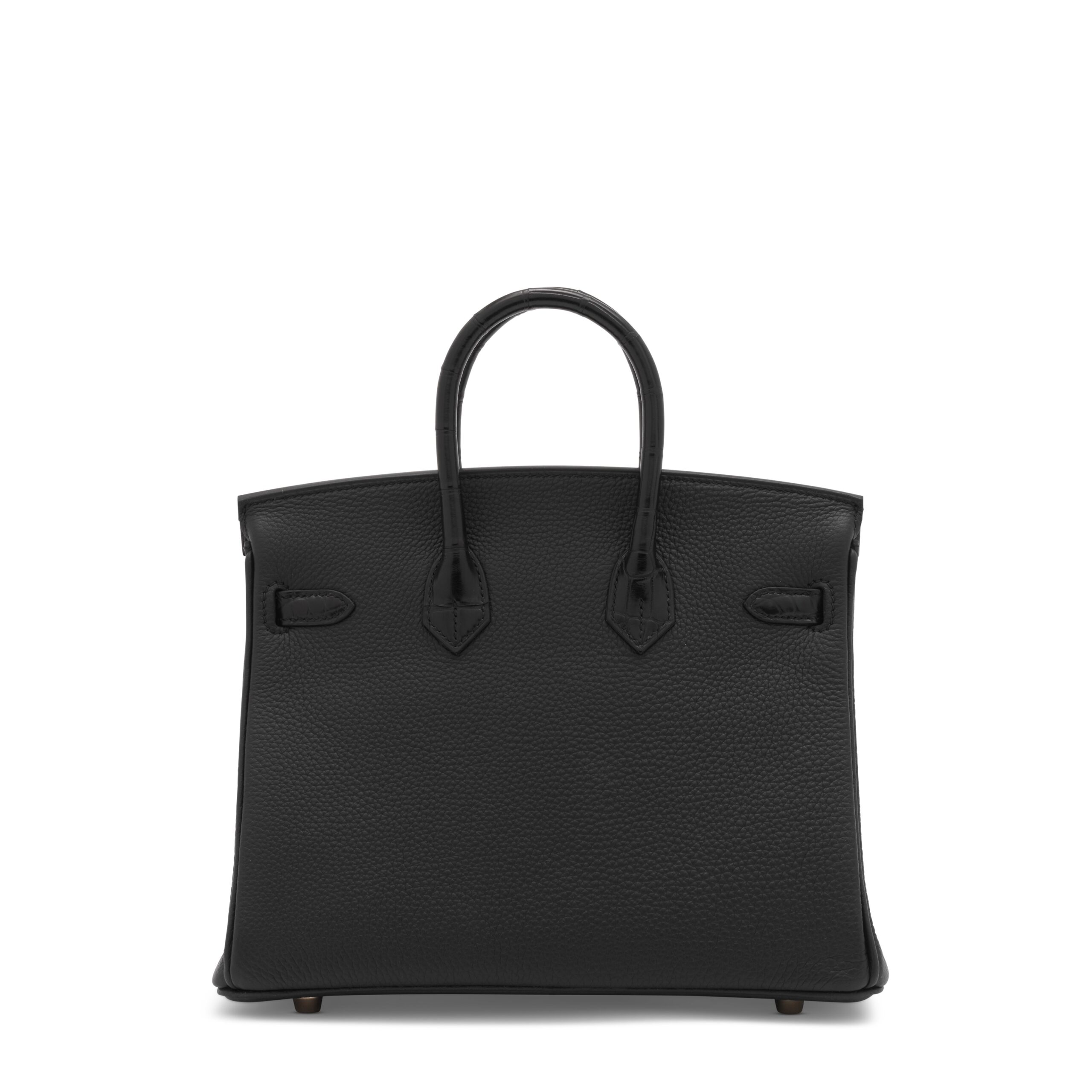 A LIMITED EDITION MATTE BLACK ALLIGATOR & TOGO LEATHER TOUCH BIRKIN 25 WITH ROSE GOLD HARDWARE 4 A LIMITED EDITION MATTE BLACK ALLIGATOR & TOGO LEATHER TOUCH BIRKIN 25 WITH ROSE GOLD HARDWARE - Image 4