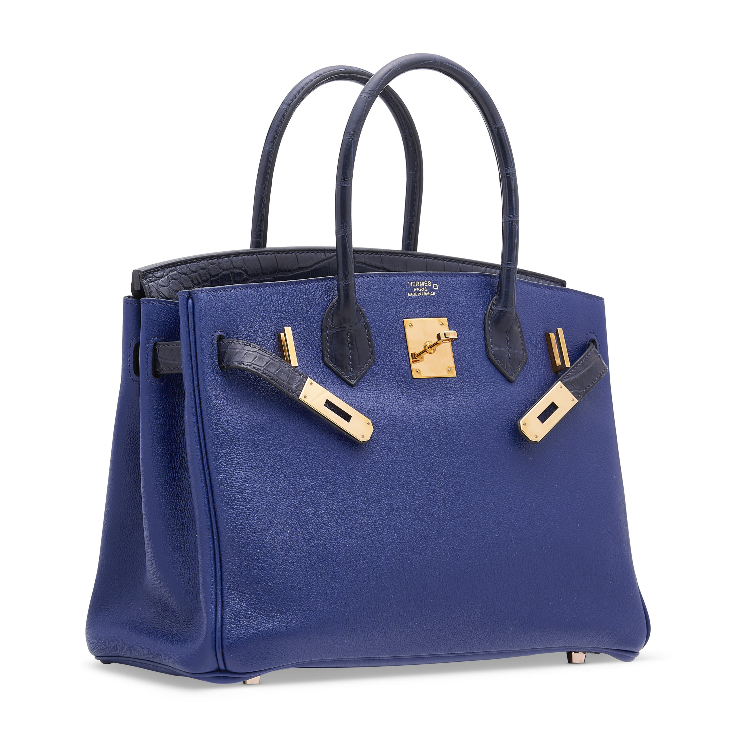 A LIMITED EDITION MATTE BLEU MARINE ALLIGATOR & BLEU SAPHIR NOVILLO LEATHER TOUCH BIRKIN 30 WITH ROSE GOLD HARDWARE 2 A LIMITED EDITION MATTE BLEU MARINE ALLIGATOR & BLEU SAPHIR NOVILLO LEATHER TOUCH BIRKIN 30 WITH ROSE GOLD HARDWARE - Image 2