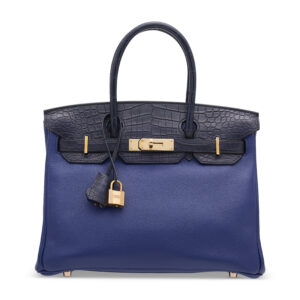 A LIMITED EDITION MATTE BLEU MARINE ALLIGATOR & BLEU SAPHIR NOVILLO LEATHER TOUCH BIRKIN 30 WITH ROSE GOLD HARDWARE