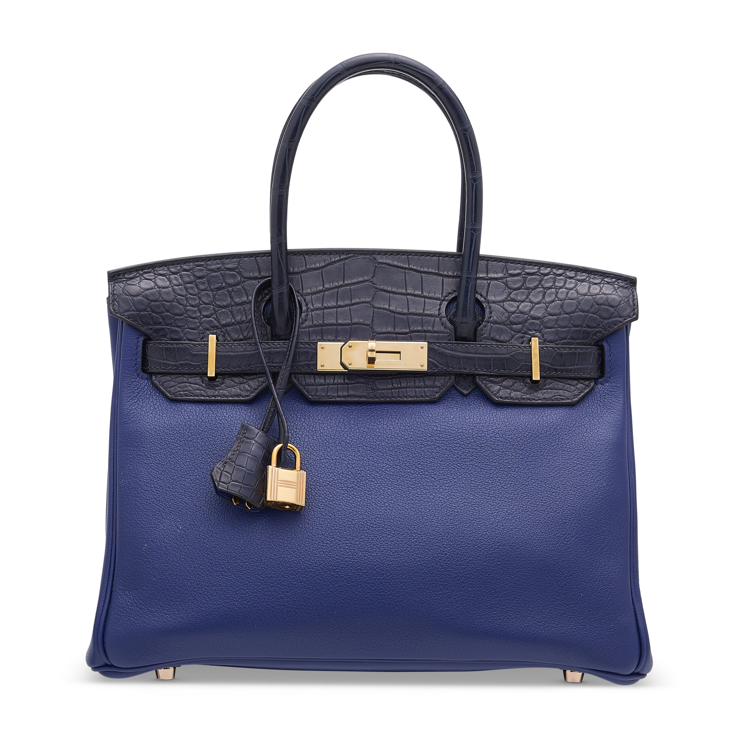 A LIMITED EDITION MATTE BLEU MARINE ALLIGATOR & BLEU SAPHIR NOVILLO LEATHER TOUCH BIRKIN 30 WITH ROSE GOLD HARDWARE 1 A LIMITED EDITION MATTE BLEU MARINE ALLIGATOR & BLEU SAPHIR NOVILLO LEATHER TOUCH BIRKIN 30 WITH ROSE GOLD HARDWARE