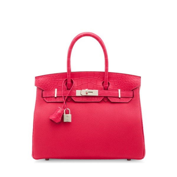 A LIMITED EDITION MATTE FRAMBOISE ALLIGATOR & TOGO LEATHER TOUCH BIRKIN 30 WITH PALLADIUM HARDWARE 1 A LIMITED EDITION MATTE FRAMBOISE ALLIGATOR & TOGO LEATHER TOUCH BIRKIN 30 WITH PALLADIUM HARDWARE (2)