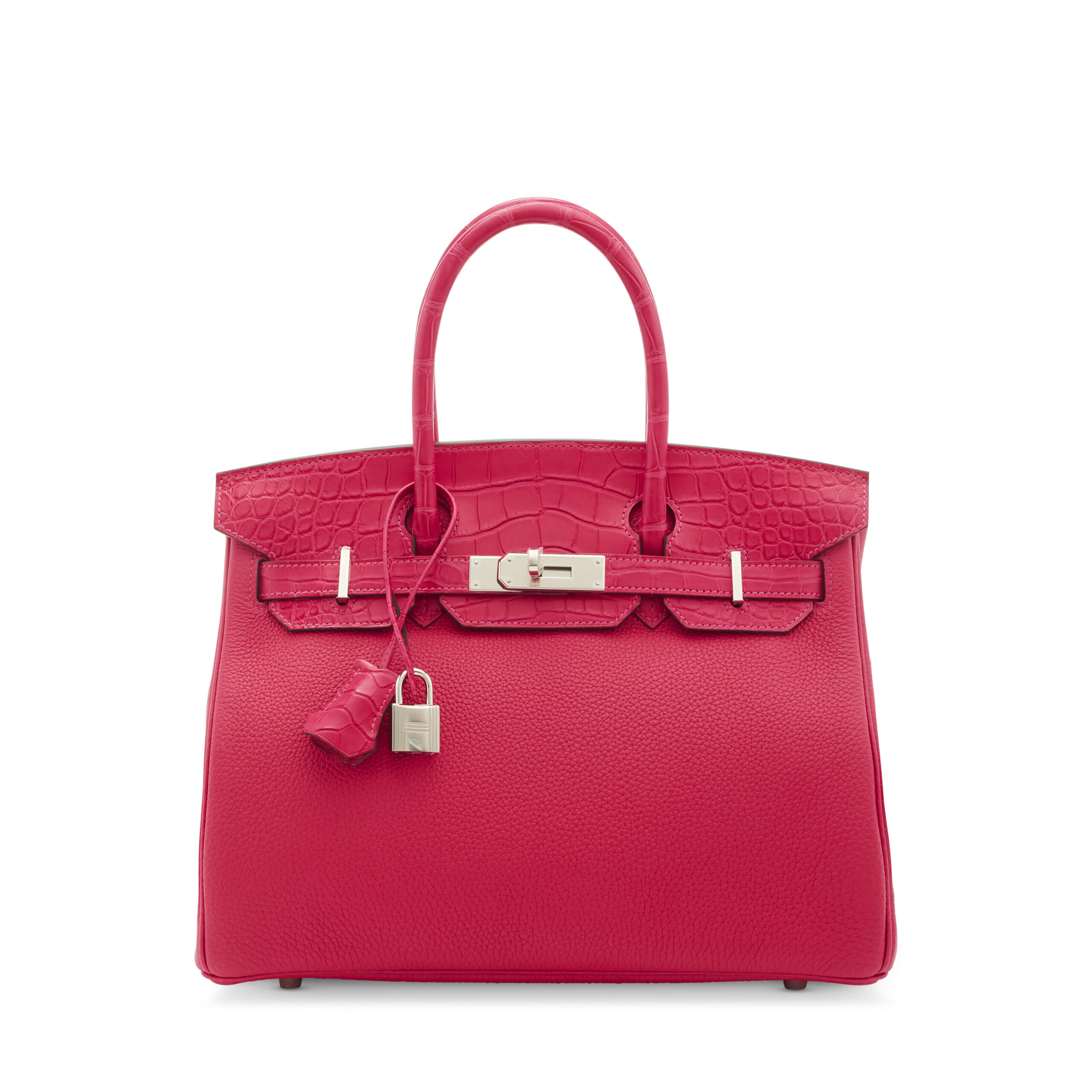 A LIMITED EDITION MATTE FRAMBOISE ALLIGATOR & TOGO LEATHER TOUCH BIRKIN 30 WITH PALLADIUM HARDWARE 6 A LIMITED EDITION MATTE FRAMBOISE ALLIGATOR & TOGO LEATHER TOUCH BIRKIN 30 WITH PALLADIUM HARDWARE - Image 6