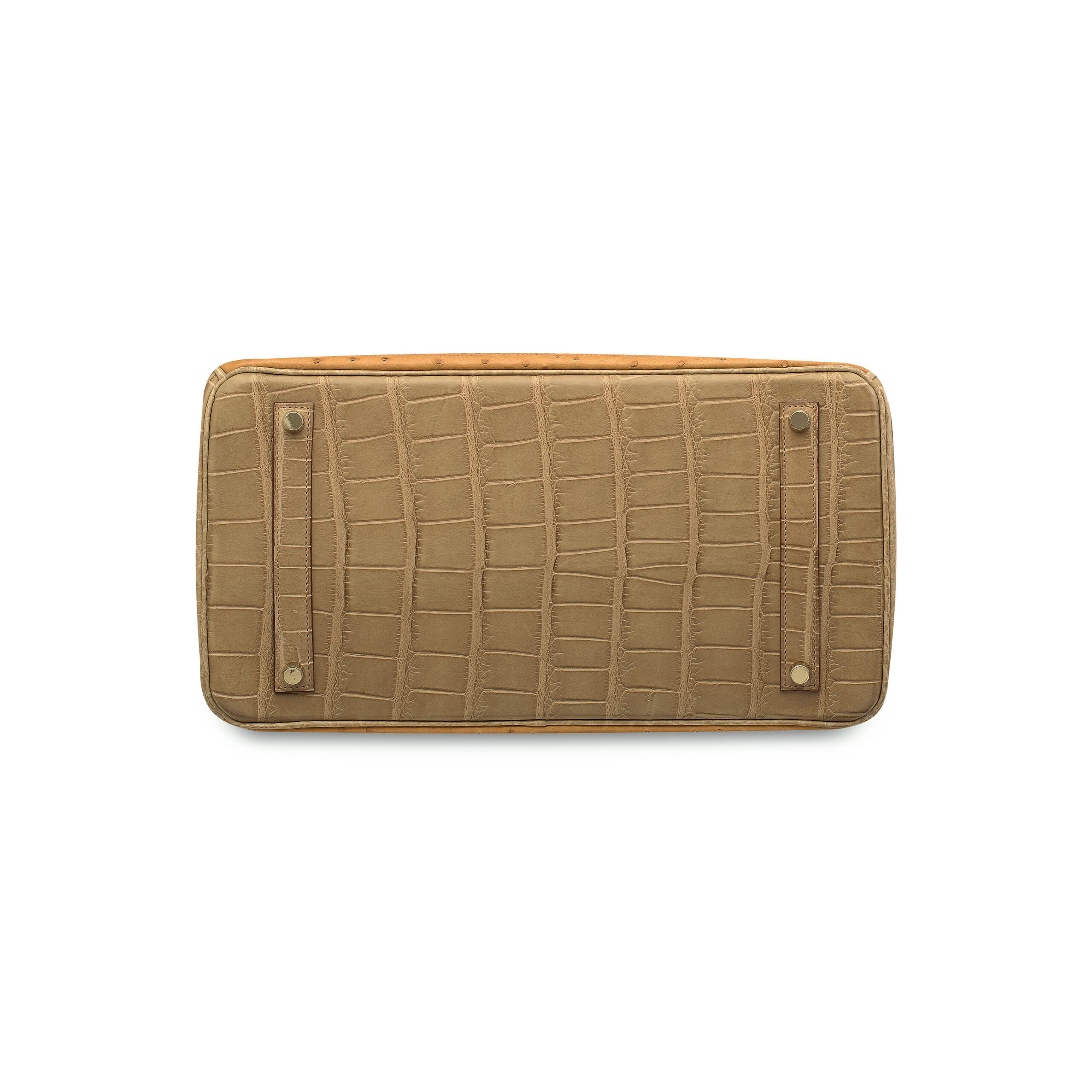 A LIMITED EDITION MATTE POUSSIÈRE ALLIGATOR, TABAC CAMEL OSTRICH & SÉSAME LIZARD GRAND MARIAGE BIRKIN 35 WITH PERMABRASS HARDWARE 5 A LIMITED EDITION MATTE POUSSIÈRE ALLIGATOR, TABAC CAMEL OSTRICH & SÉSAME LIZARD GRAND MARIAGE BIRKIN 35 WITH PERMABRASS HARDWARE - Image 5