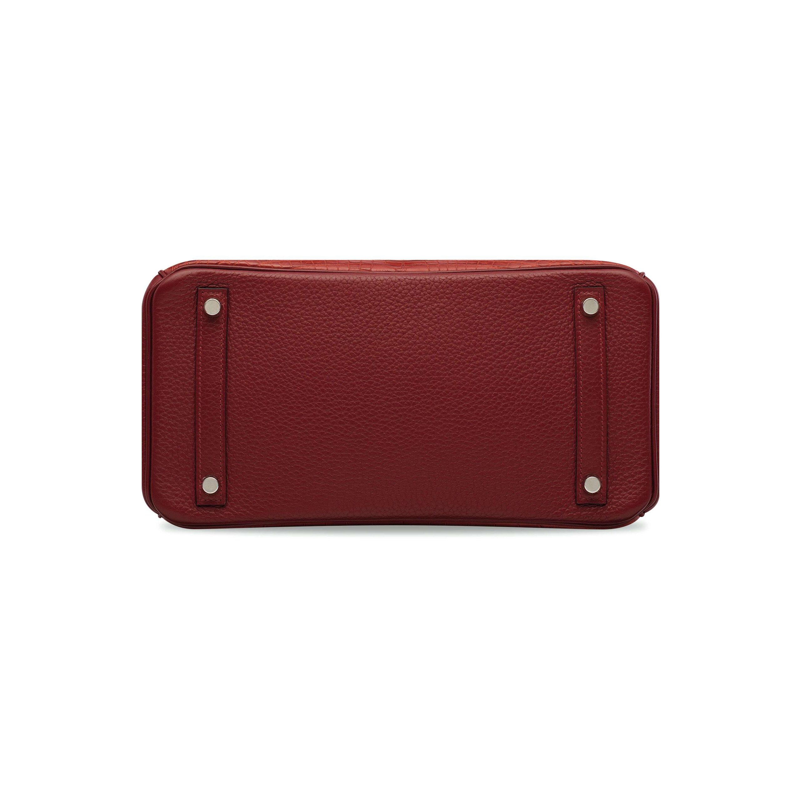A LIMITED EDITION MATTE ROUGE H ALLIGATOR, CALF BOX & CLÉMENCE LEATHER BIRKIN 30 WITH PALLADIUM HARDARE 3 A LIMITED EDITION MATTE ROUGE H ALLIGATOR, CALF BOX & CLÉMENCE LEATHER BIRKIN 30 WITH PALLADIUM HARDARE - Image 3