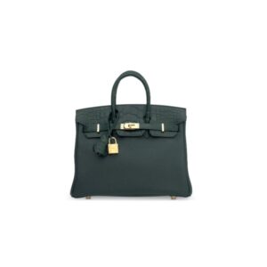 A LIMITED EDITION MATTE VERT CYPRÈS ALLIGATOR & TOGO LEATHER TOUCH BIRKIN 25 WITH GOLD HARDWARE (2)