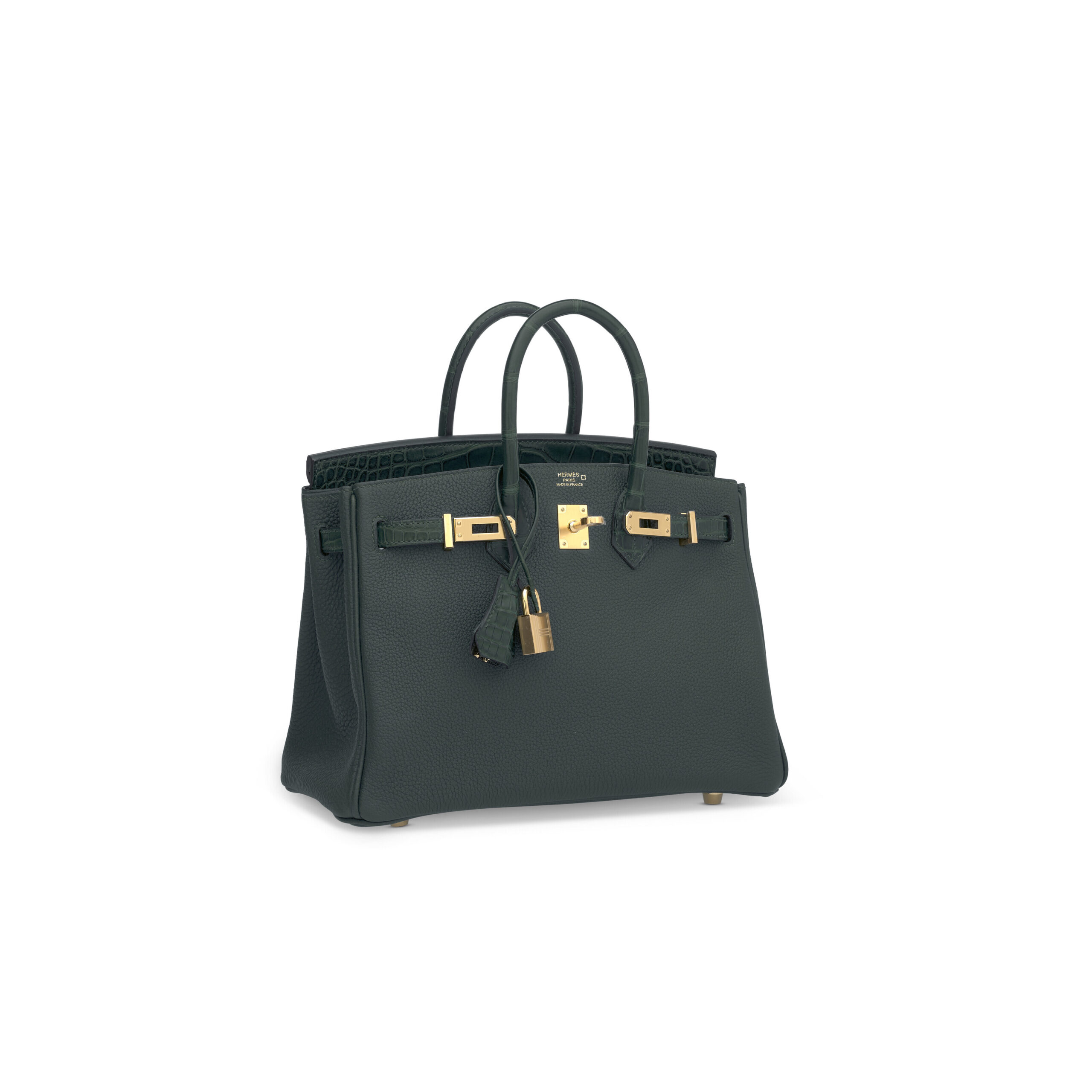 A LIMITED EDITION MATTE VERT CYPRÈS ALLIGATOR & TOGO LEATHER TOUCH BIRKIN 25 WITH GOLD HARDWARE 4 A LIMITED EDITION MATTE VERT CYPRÈS ALLIGATOR & TOGO LEATHER TOUCH BIRKIN 25 WITH GOLD HARDWARE - Image 4