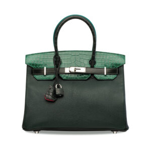 A LIMITED EDITION MATTE VERT TITIEN POROSUS CROCODILE CHÈVRE LEATHER BIRKIN 30 WITH PALLADIUM HARDWARE