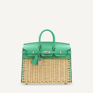 A LIMITED EDITION MENTHE SWIFT LEATHER & OSIER PICNIC BIRKIN 25 WITH PALLADIUM HARDWARE