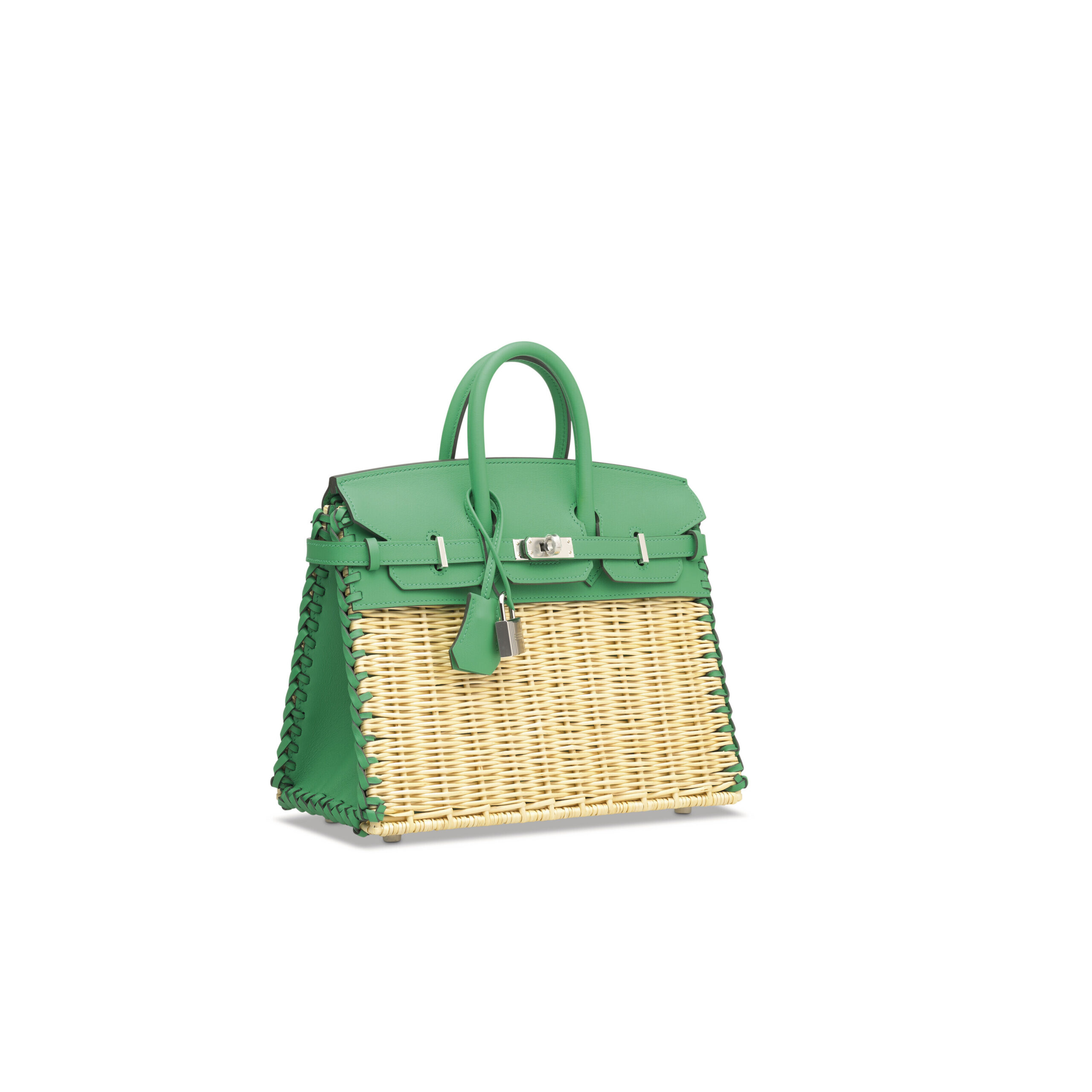 A LIMITED EDITION MENTHE SWIFT LEATHER & OSIER PICNIC BIRKIN 25 WITH PALLADIUM HARDWARE 3 A LIMITED EDITION MENTHE SWIFT LEATHER & OSIER PICNIC BIRKIN 25 WITH PALLADIUM HARDWARE - Image 3