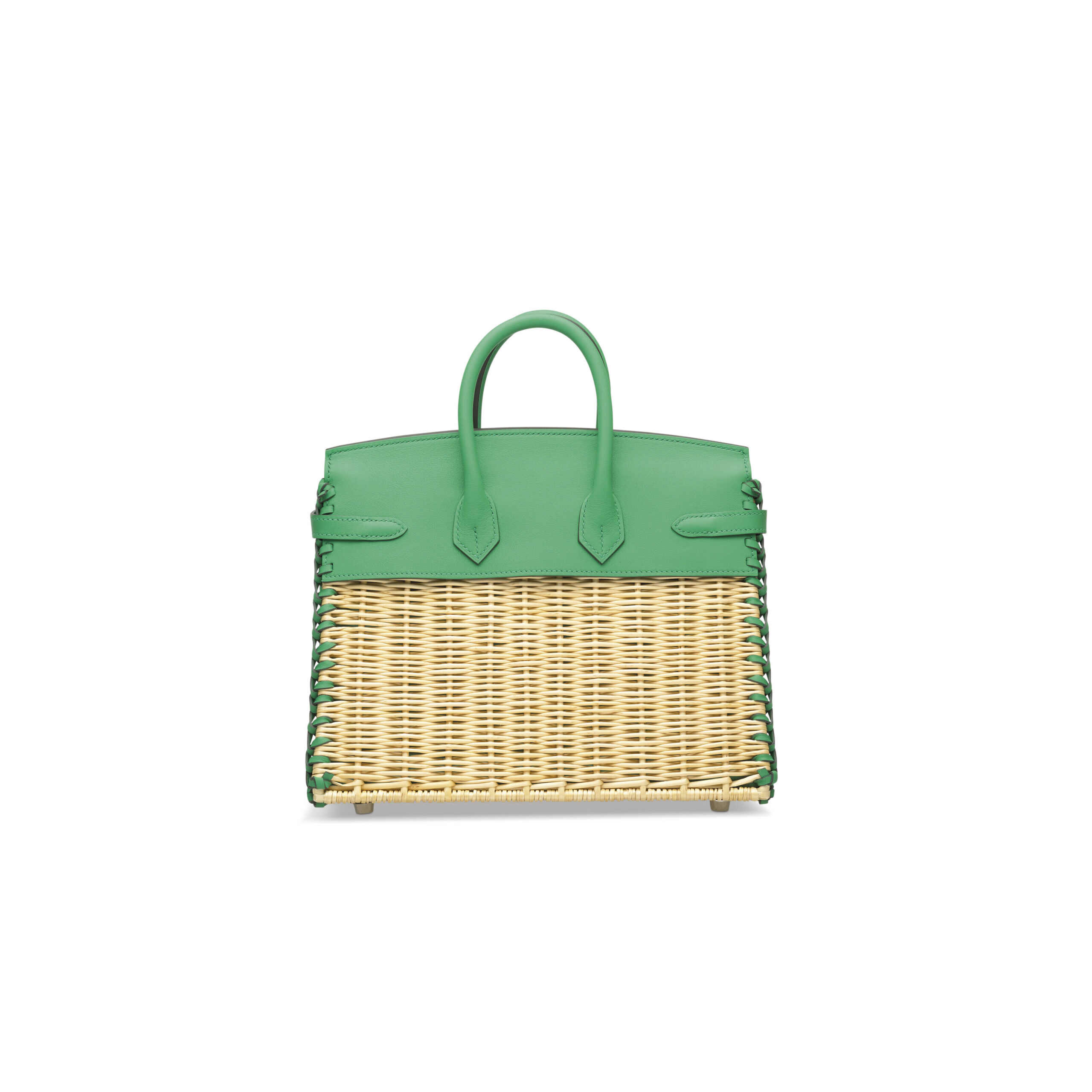 A LIMITED EDITION MENTHE SWIFT LEATHER & OSIER PICNIC BIRKIN 25 WITH PALLADIUM HARDWARE 4 A LIMITED EDITION MENTHE SWIFT LEATHER & OSIER PICNIC BIRKIN 25 WITH PALLADIUM HARDWARE - Image 4