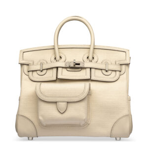 A LIMITED EDITION NATA CANVAS & SWIFT LEATHER CARGO BIRKIN 25 WITH PALLADIUM HARDWARE