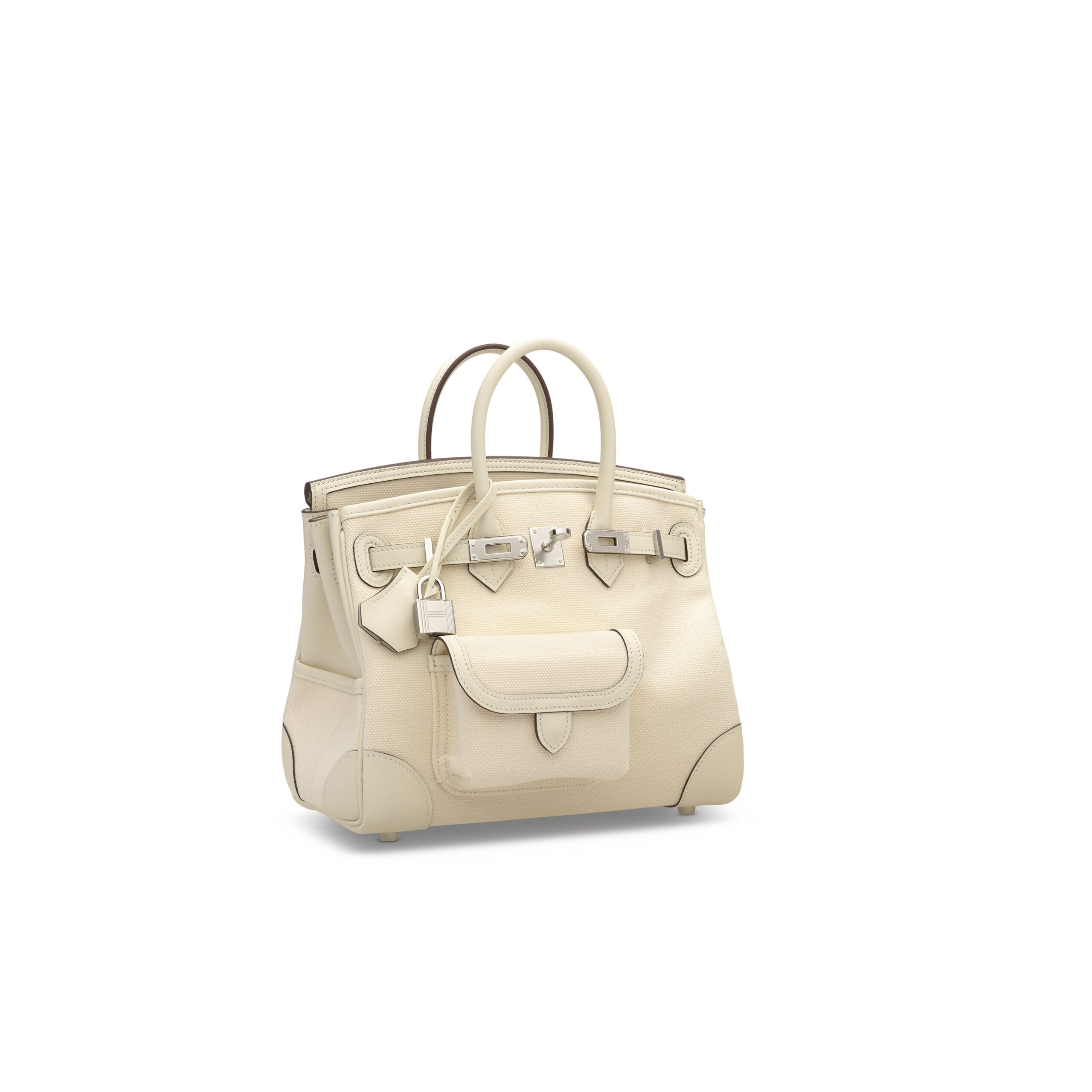 A LIMITED EDITION NATA CANVAS & SWIFT LEATHER CARGO BIRKIN 25 WITH PALLADIUM HARDWARE 4 A LIMITED EDITION NATA CANVAS & SWIFT LEATHER CARGO BIRKIN 25 WITH PALLADIUM HARDWARE - Image 4