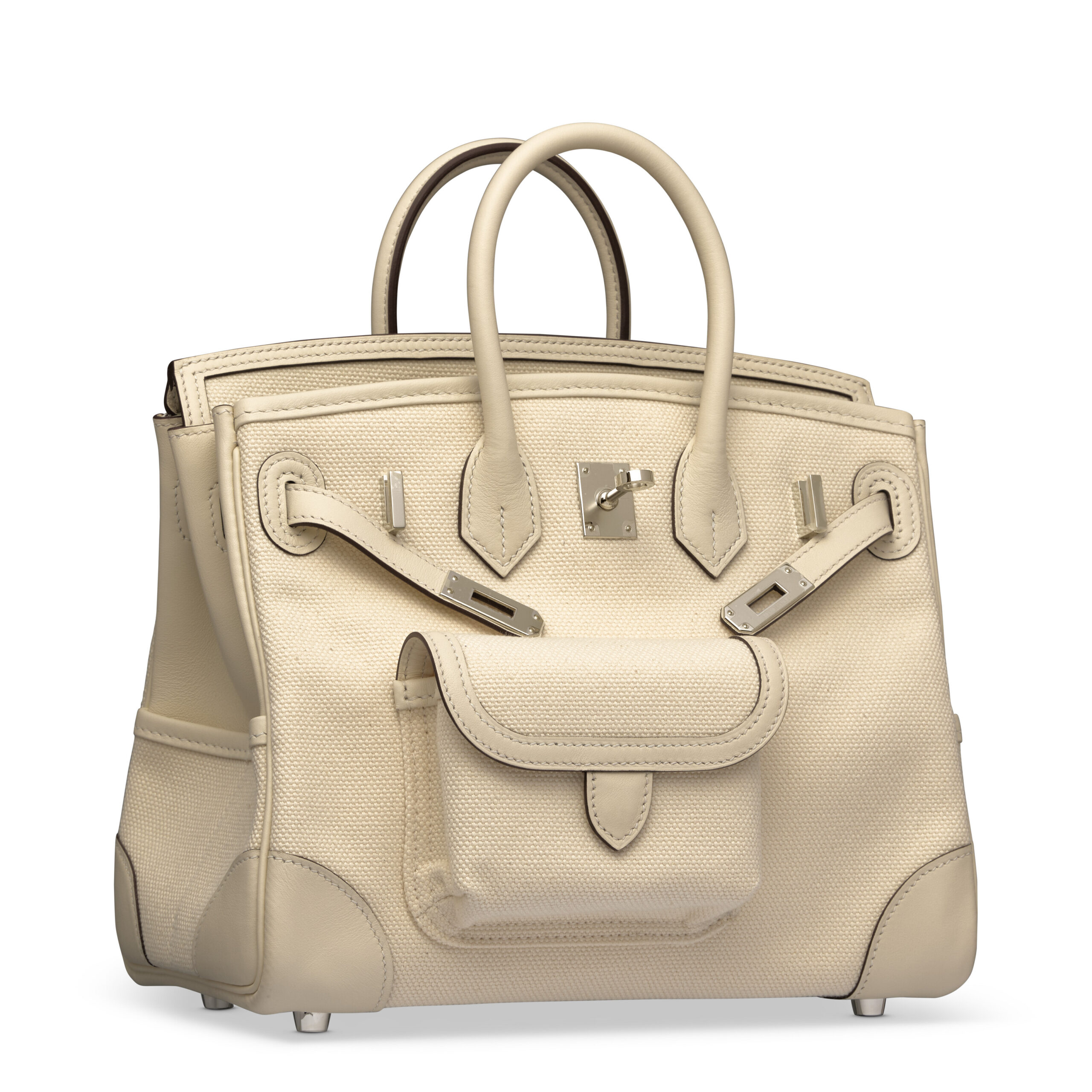 A LIMITED EDITION NATA CANVAS & SWIFT LEATHER CARGO BIRKIN 25 WITH PALLADIUM HARDWARE 2 A LIMITED EDITION NATA CANVAS & SWIFT LEATHER CARGO BIRKIN 25 WITH PALLADIUM HARDWARE - Image 2