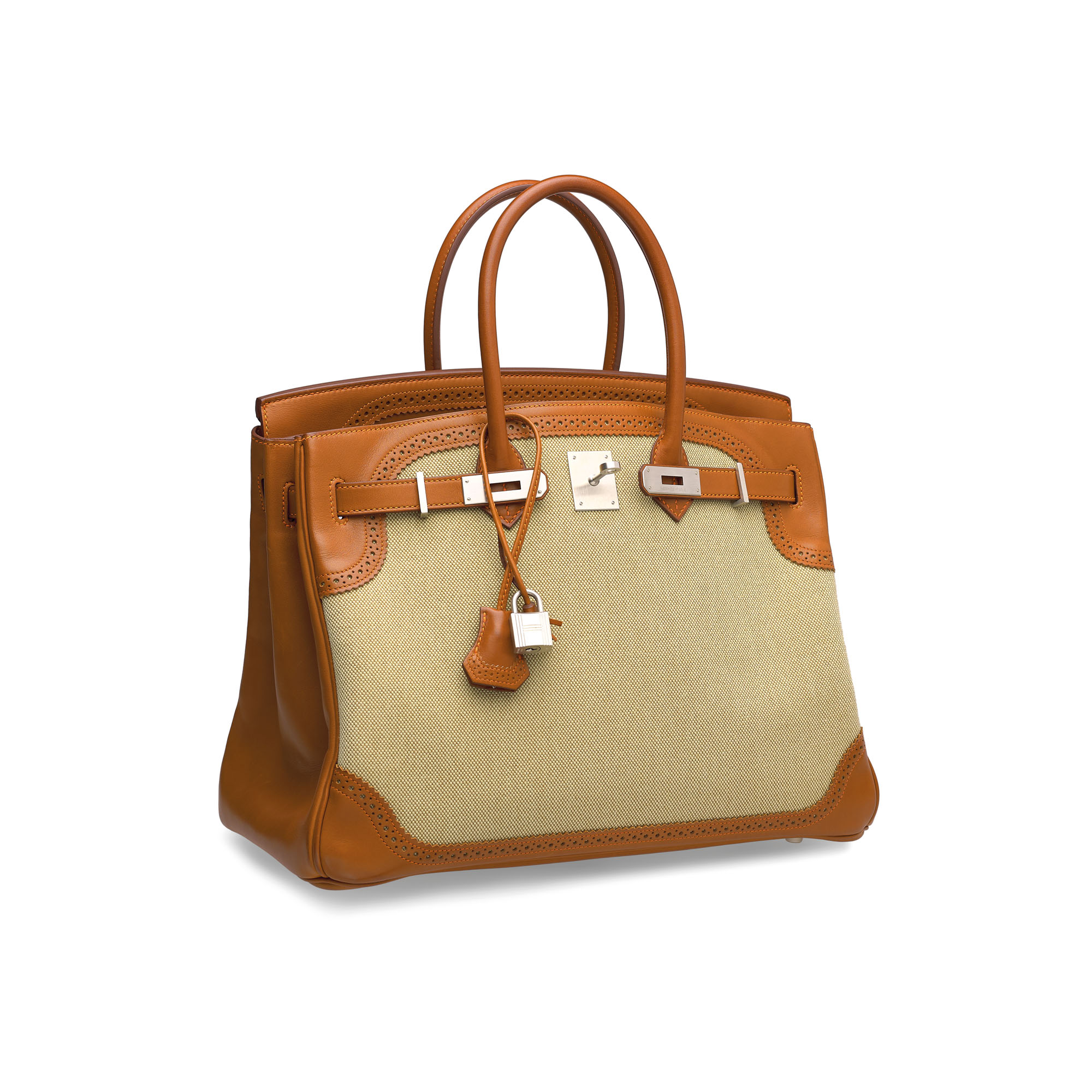 A LIMITED EDITION NATURAL BARÉNIA LEATHER & TOILE GHILLIES BIRKIN 35 WITH BRUSHED PALLADIUM HARDWARE 2 A LIMITED EDITION NATURAL BARÉNIA LEATHER & TOILE GHILLIES BIRKIN 35 WITH BRUSHED PALLADIUM HARDWARE - Image 2